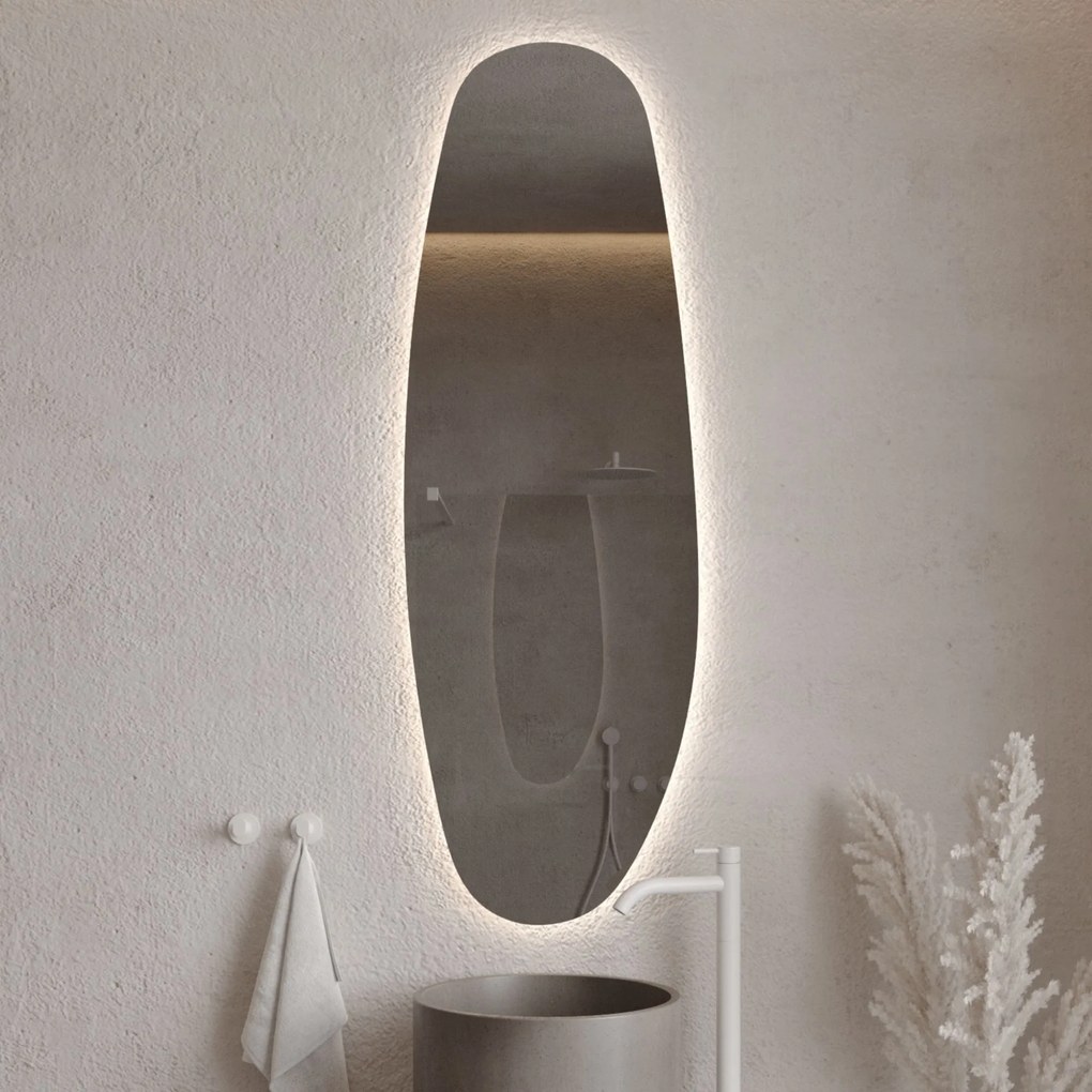 Lustro owalne z podświetleniem bezramowe 55 x 150 cm DELIS LED | Różne kolory szkła : Kolor - Grafit