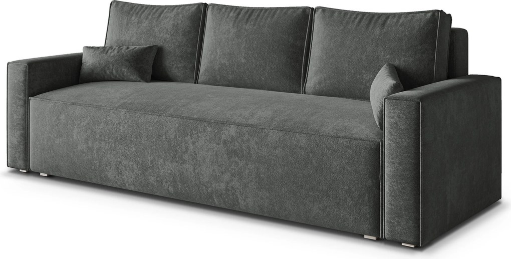 Masseno Sofa MENI z funkcją spania i pojemnikiem na pościel, Rozkładana sofa - Szary, LUMO 75