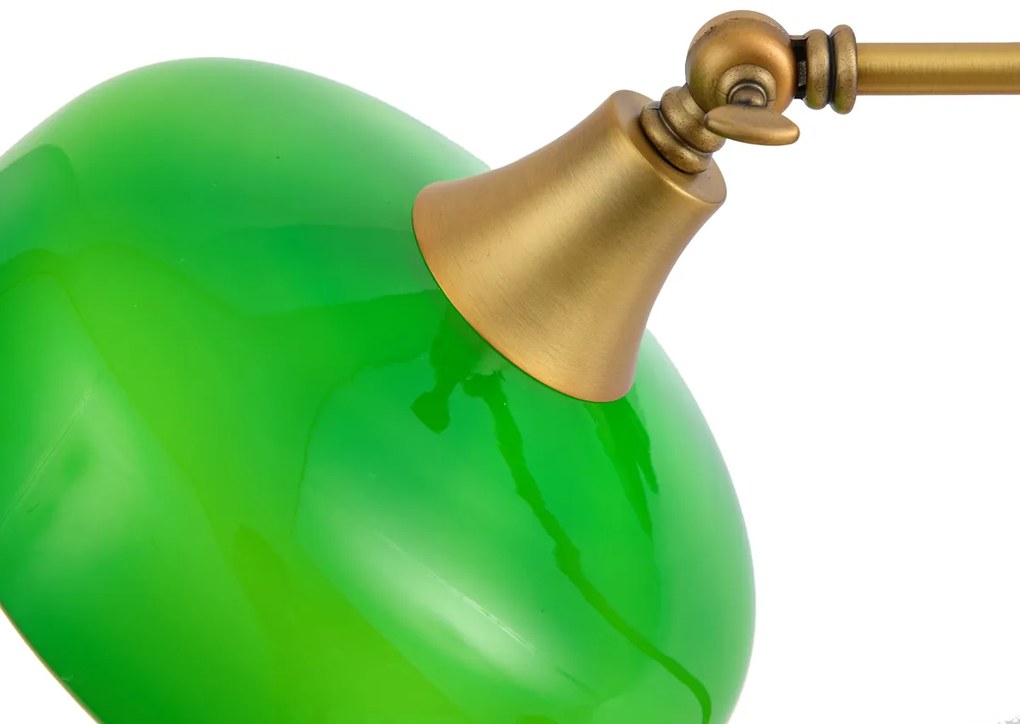 Klasyczna lampa stołowa z brązu z zielonym szkłem opalowym - Clerk