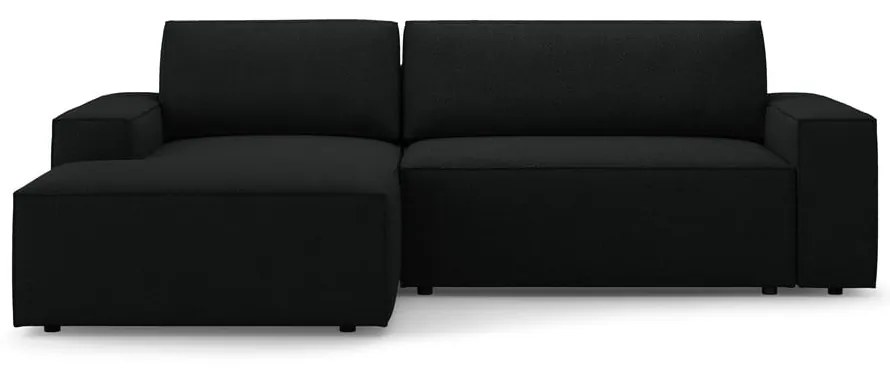 Czarny rozkładany narożnik z materiału bouclé (lewostronny) Jodie – Micadoni Home