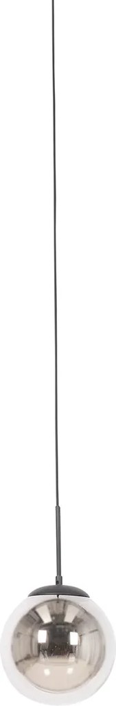 Lampa wisząca Art Deco czarna z przydymionym szkłem z adapterem szynowym 1-fazowym - Slimline Flore