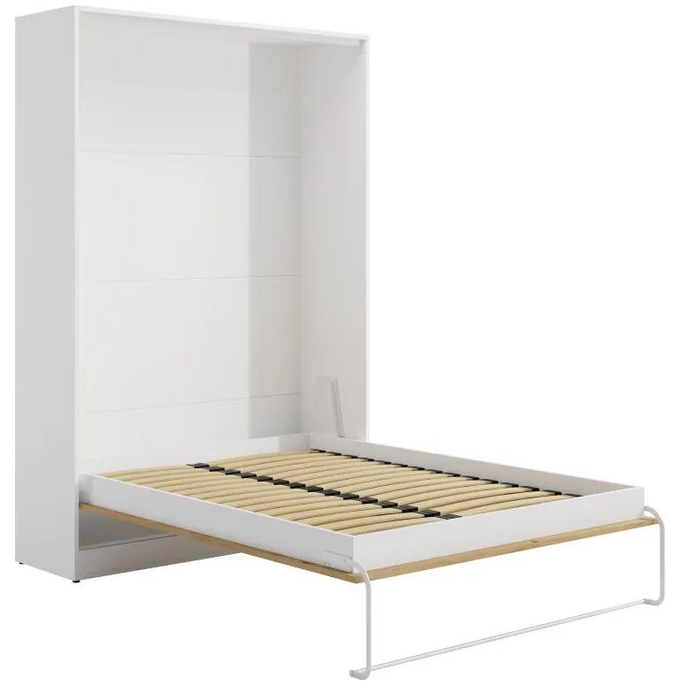 Łóżko chowane w ścianie 140 x 140 x 200 cm - Otwieranie pionowe ręczne - Kolor: Naturalny i biały