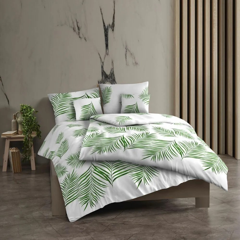 Kvalitex Bawełniana pościel Tropical biały, 140 x 220 cm, 70 x 90 cm