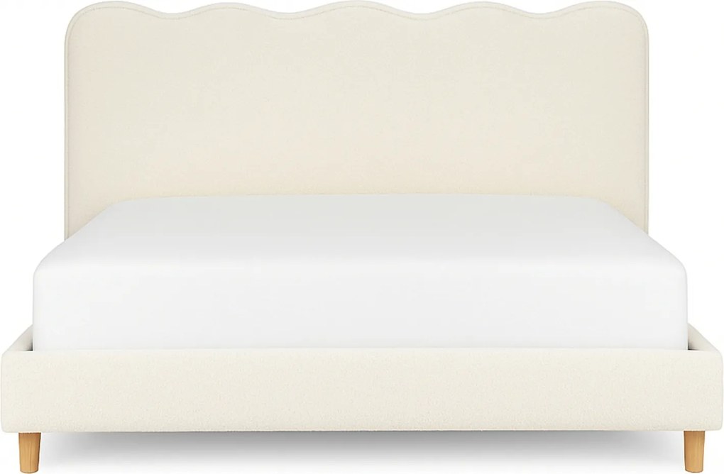 Łóżko Tapicerowane 160x200 cm IZMIR ze Stelażem Dwuosobowe Boucle Kremowe