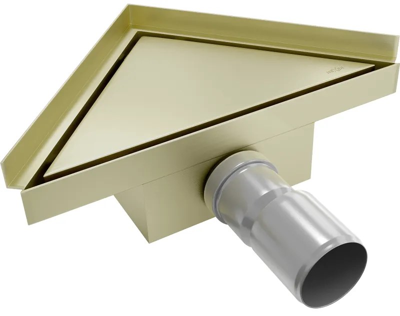 Mexen Flat-T M13 wpust podłogowy trójkątny 20 x 20 cm, złoty szczotkowany - 1A10320