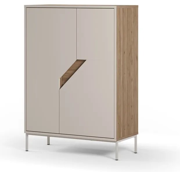 Kremowo-naturalna komoda w dekorze dębu 85x120x40 cm Lilou – Marckeric