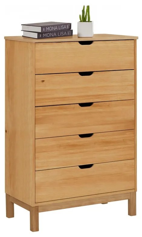Wysoka komoda z litego drewna sosnowego w naturalnym kolorze 113x39 cm Post – Støraa