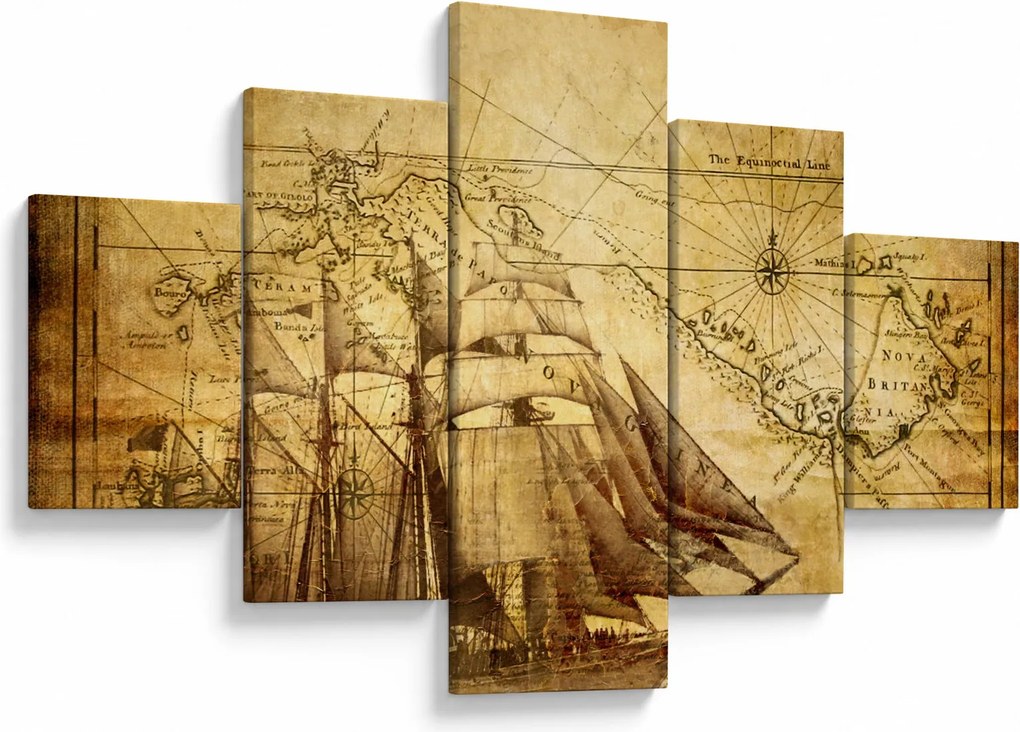 Obraz - Stara mapa (125x70 cm)