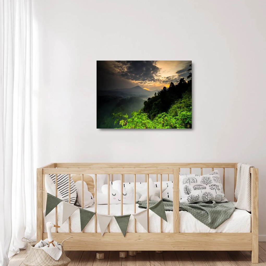 Obraz na szkle - zielony górski krajobraz (70x50 cm)