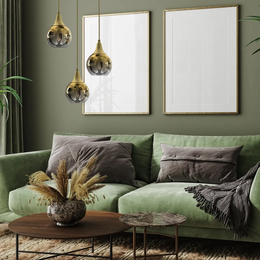 Lampa wisząca MONTE GOLD 3xE27, potrójna, na kole 3 kule, złote