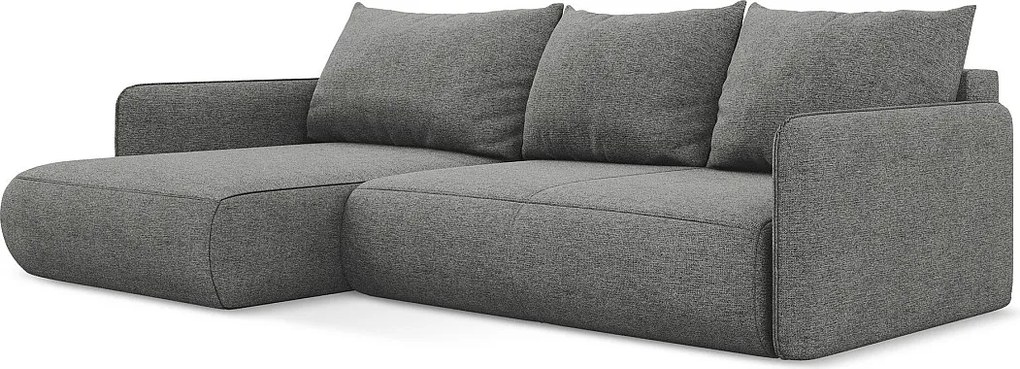 Narożnik lewostronny z funkcją spania - z tkaniny szenilowej - słoniowy - NANEA