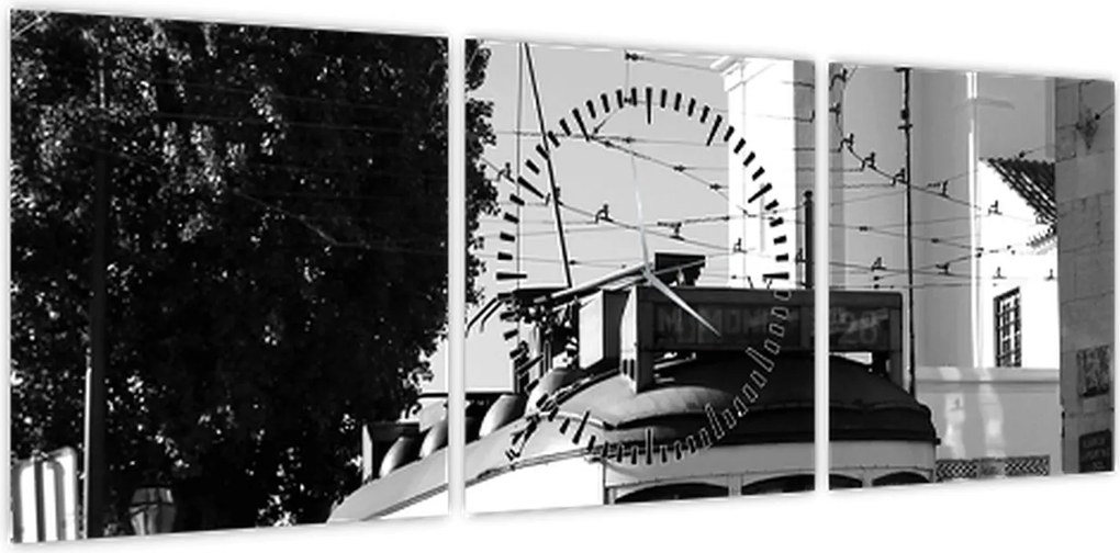 Obraz - Tramwaj (z zegarem) (90x30 cm)