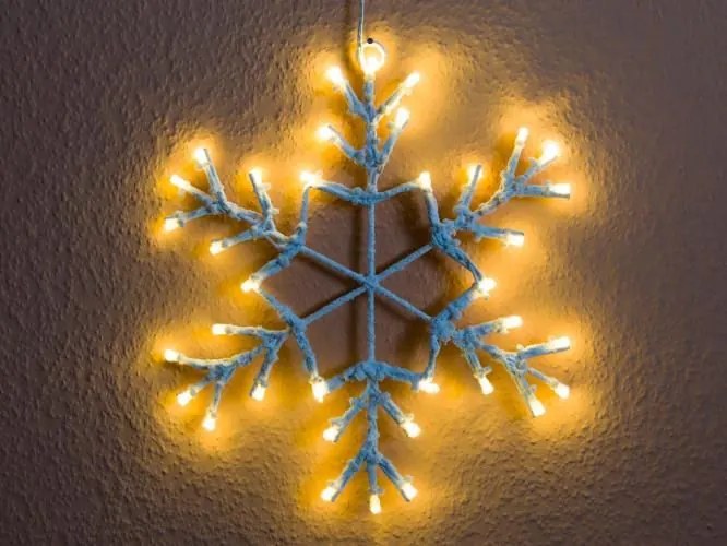 Świąteczna LED dekoracja - płatek śniegu, 30 cm, ciepła biel