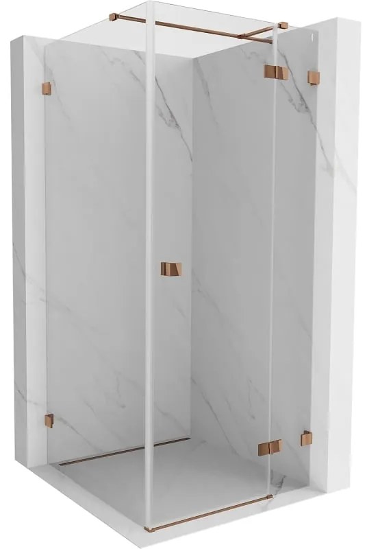 Mexen Lunar T kabina prysznicowa uchylna prawa 70 x 70 cm, transparent, różowe złoto - 834T-070-070-60-00-P
