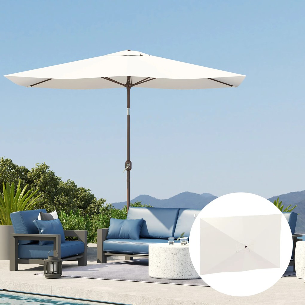 Outsunny Pokrowiec zamienny na parasol 2 x 3 m 6 żeber UV50+ &amp; wodoodporny Pokrycie parasola tarasowego | Aosom PL