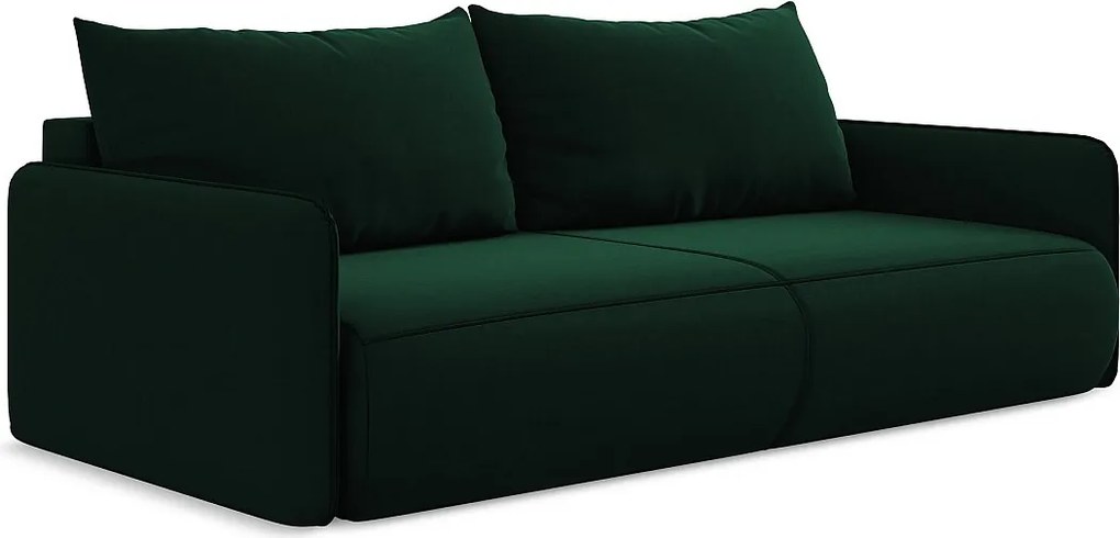 Kanapa 3-osobowa z funkcją spania - z tkaniny welwetowej - butelkowa zieleń - NANEA