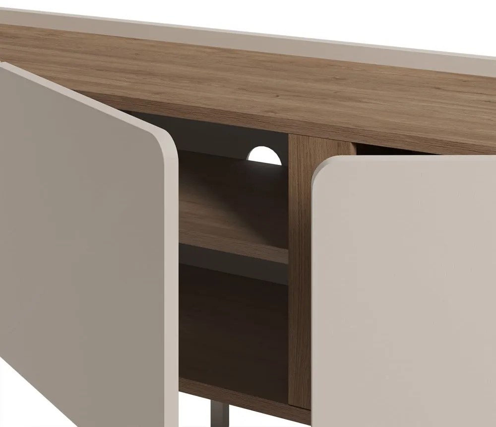Kremowo-naturalna szafka pod TV w dekorze dębu 140x53x35 cm Lucile – Marckeric