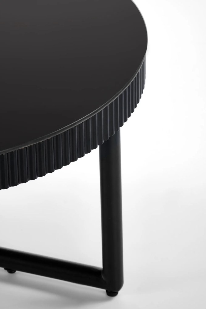 Okrągła czarna ława 60/30 cm szkło/MDF/stal COSMO S