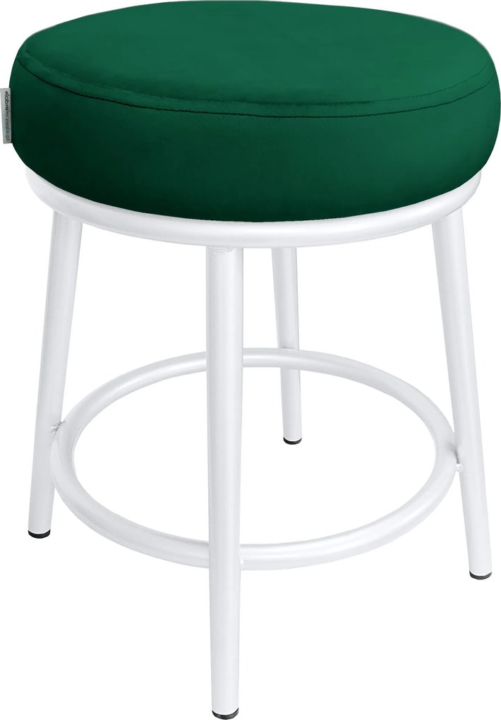 Taboret Ben tkanina Welur stelaż metalowy STOŁEK LOFT : Kolor Stelaża - Biały, Kolor tkaniny - VELVET - MG25, Typ tkaniny - Velvet