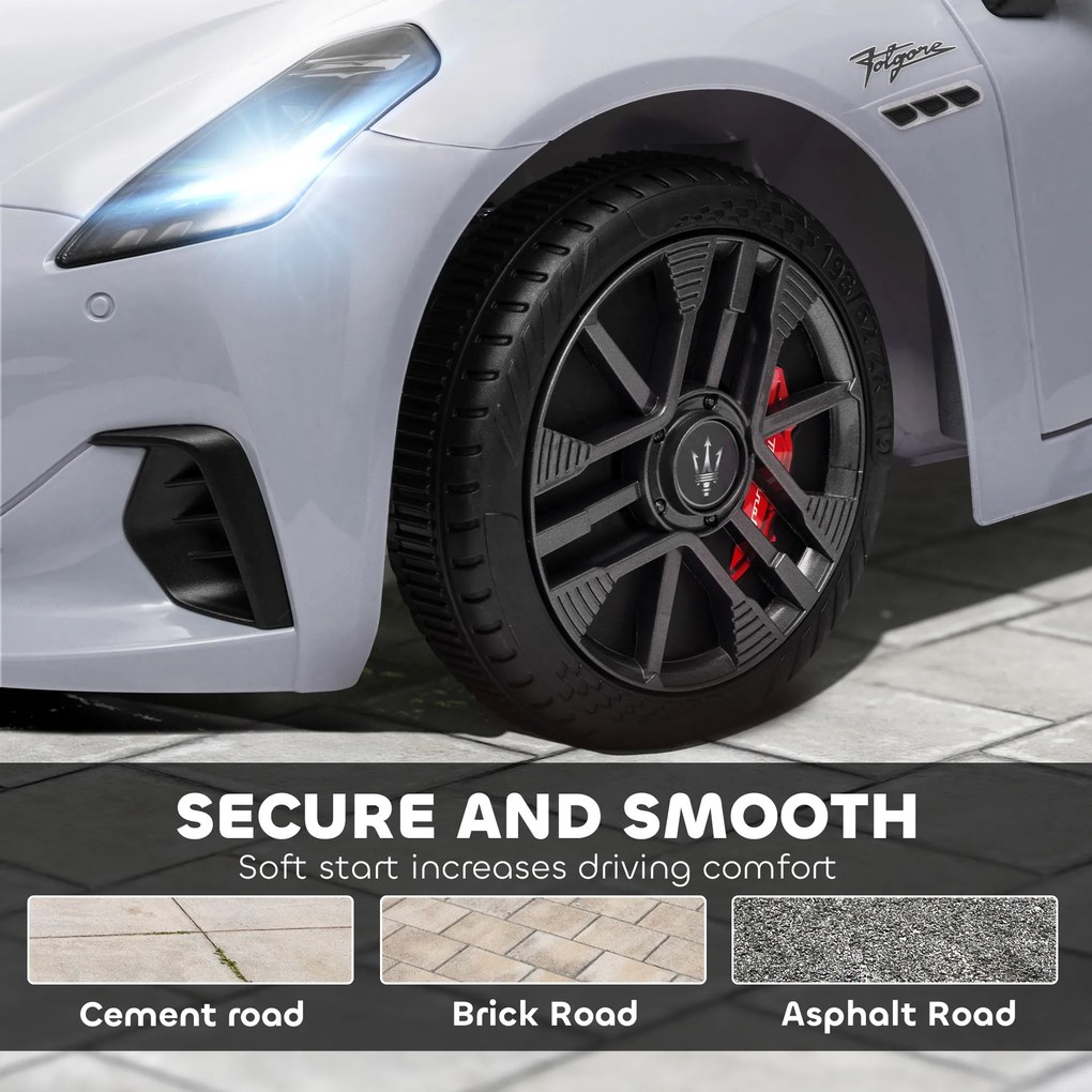 AIYAPLAY 12V Elektryczne Auto dla Dzieci, Pojazd dla Dzieci z Oświetleniem LED, Muzyką, Klaksonem, dla Dzieci 3-5 Lat, Szary