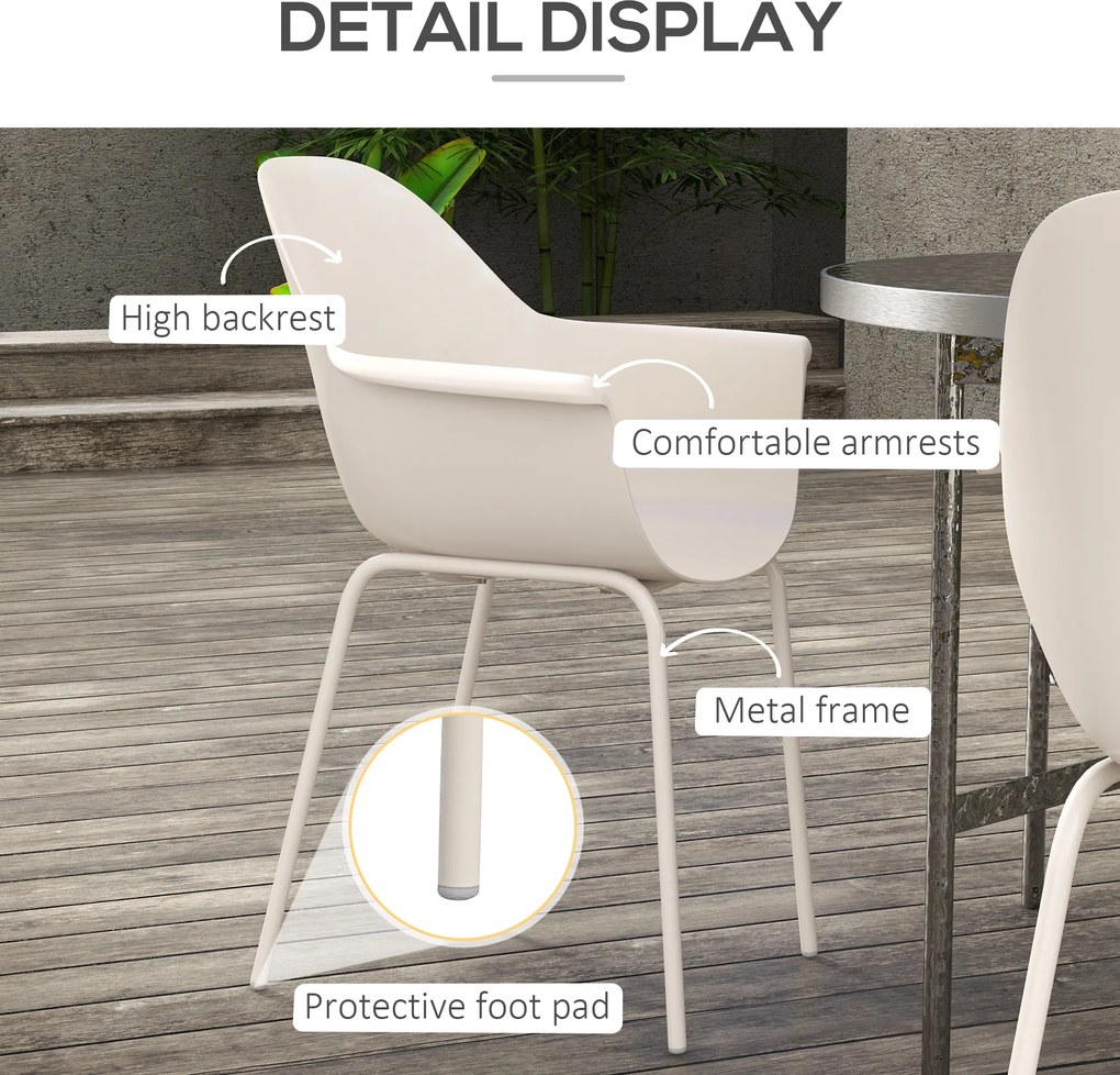 Outsunny Zestaw 4 krzeseł ogrodowych Składane Szare z oparciem Podłokietniki do 120 kg | Aosom PL