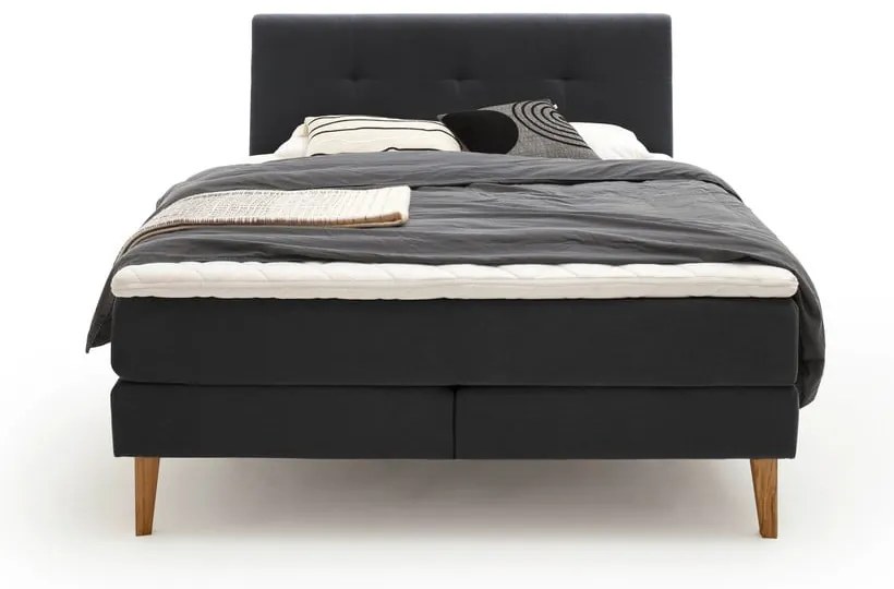 Antracytowe łóżko boxspring 160x200 cm Stockholm – Meise Möbel