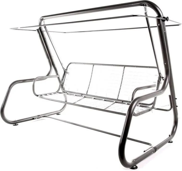 4-osobowa ogrodowa huśtawka metalowa, rozkładana, antracyt