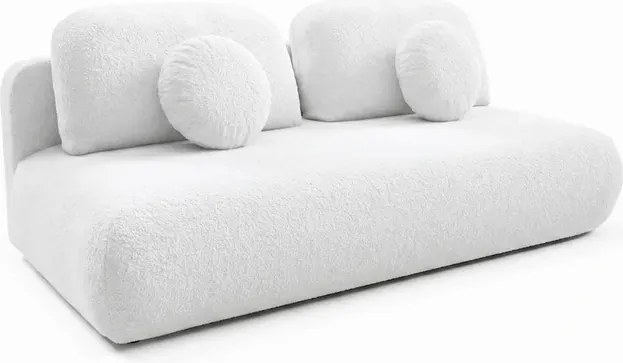 Sofa BASE Rozkładana Dwuosobowa Kremowa Boucle Japandi