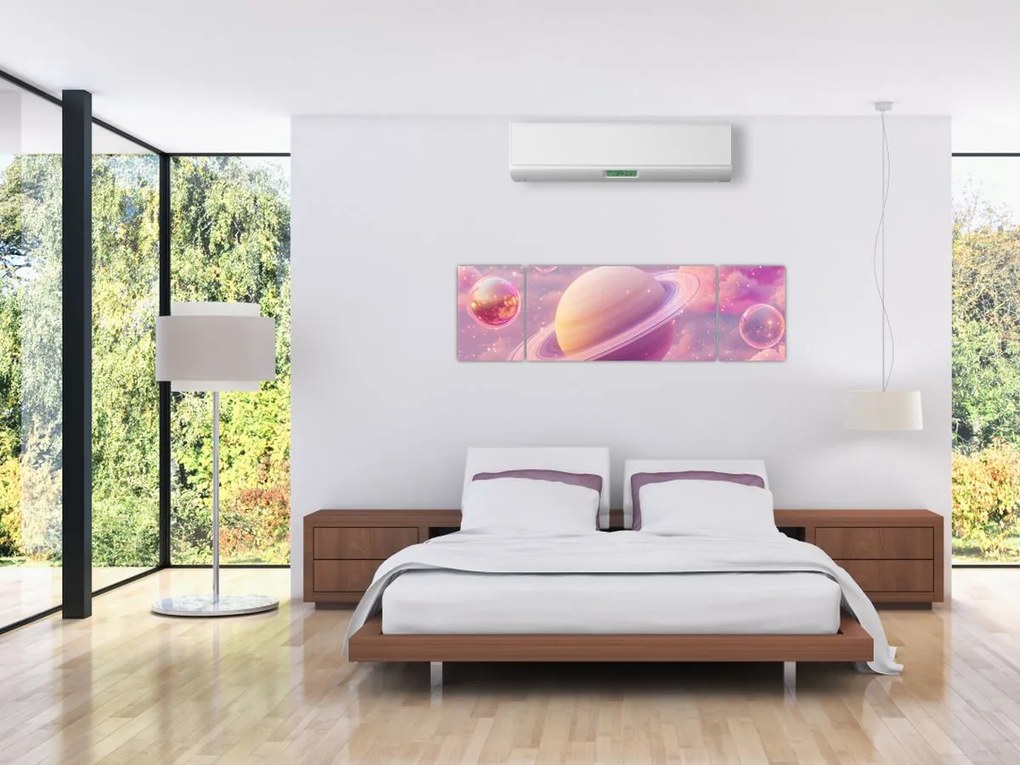 Obraz - Różowa planeta (170x50 cm)