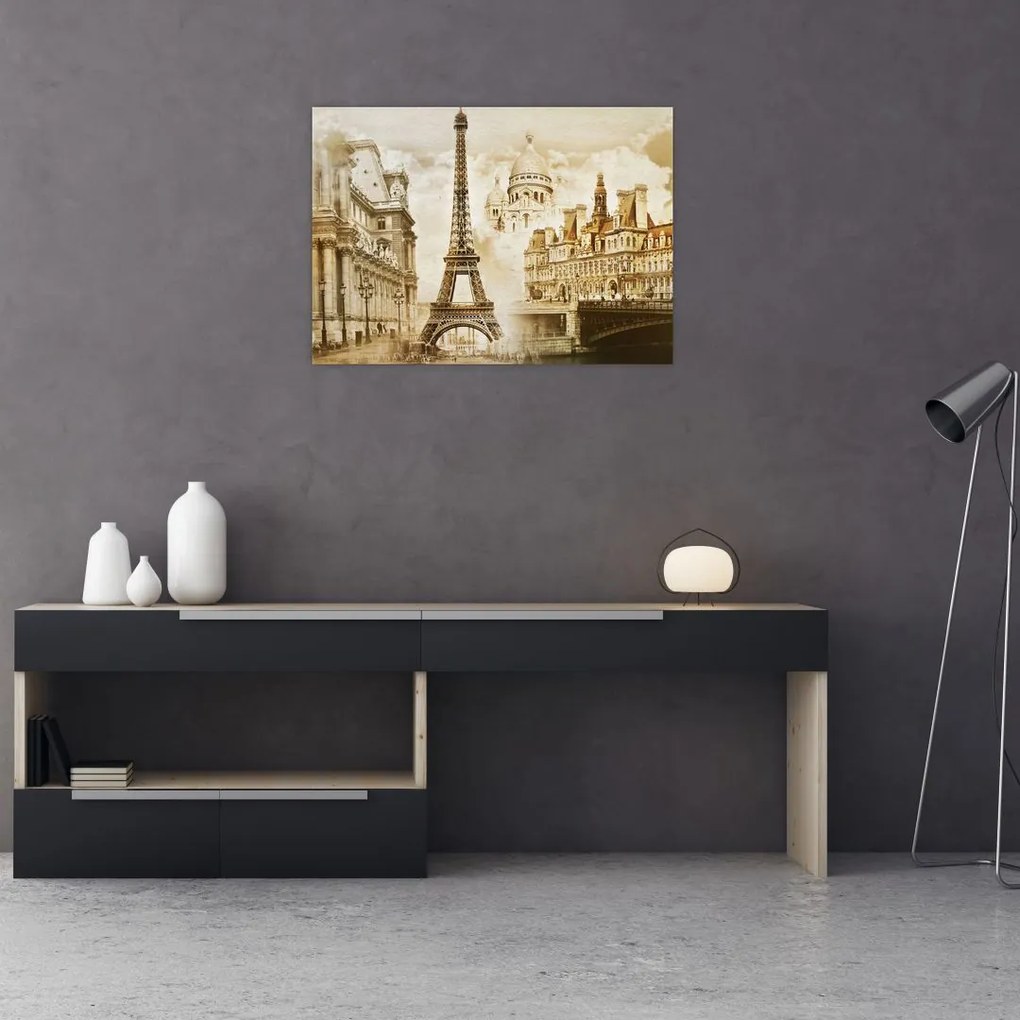 Obraz na szkle - Zabytki Paryża (70x50 cm)