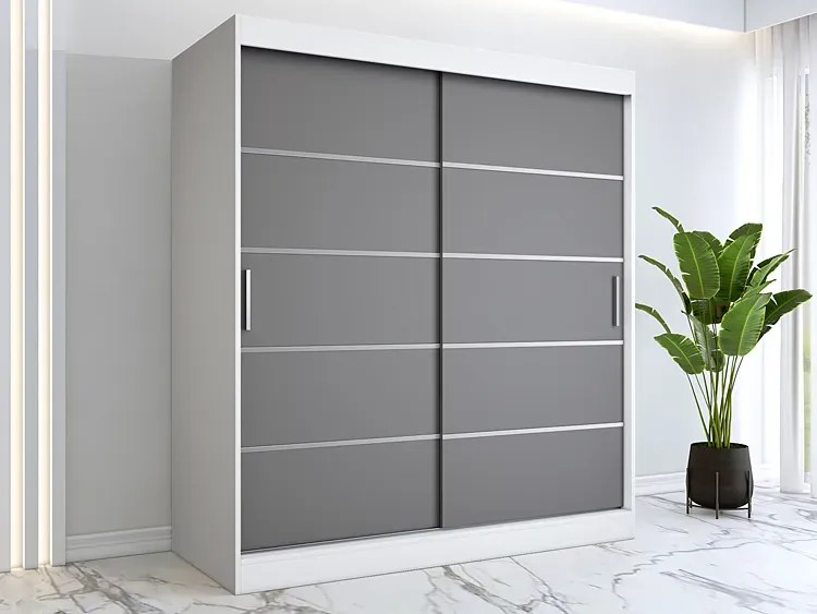 Szafa przesuwna biały + antracyt 180 cm - Bohosa 5X