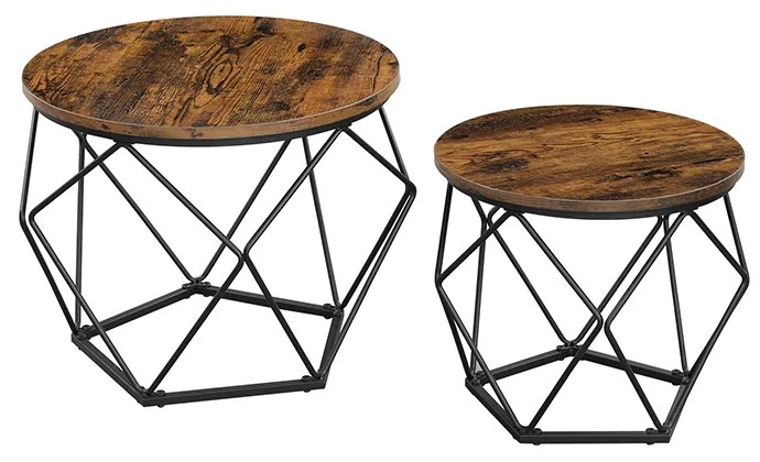 Zestaw stolików kawowych VERA 50x40cm/40x36cm, brązowa/czarna Vasagle