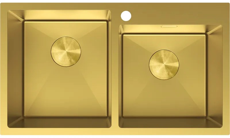 Mexen Xorin zlewozmywak stalowy 2-komorowy 780 x 450 mm, złoty - 6441782000-55