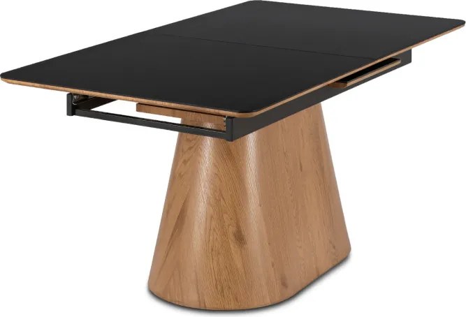 Stół Rozkładany Prostokątny LIZBONA 160-200 cm Ceramiczny Czarny/Dąb do Jadalni Nowoczesny