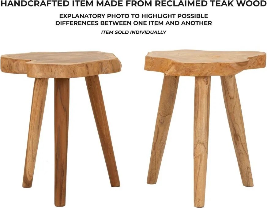 Stołek z litego drewna tekowego w naturalnym kolorze Budut – Mauro Ferretti