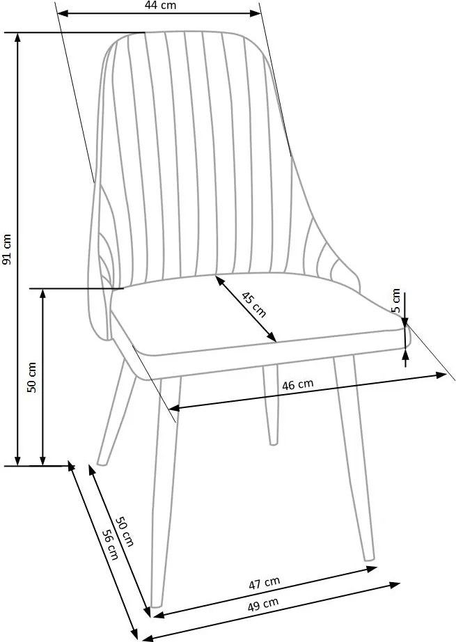 Tapicerowane krzesło do jadalni z przeszyciami K285 Halmar