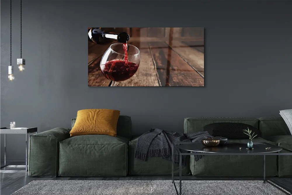 Obraz na szkle Deski wino kieliszek