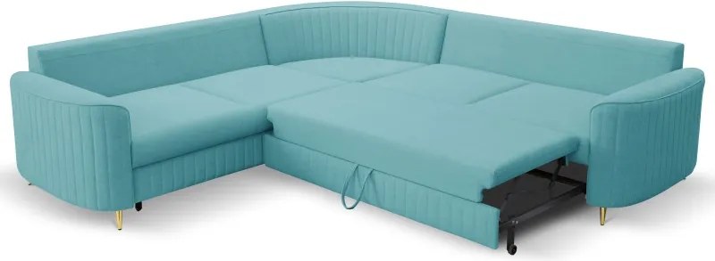 Narożnik LAREN nowoczesna sofa z funkcją spania pojemnik na pościel lewa strona CASTEL 70 251x251x85 cm