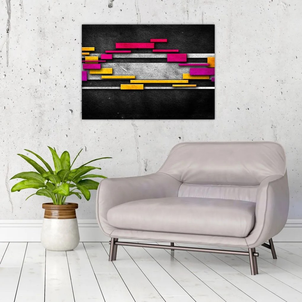 Obraz kolorowej abstrakcji na czarnym tle (70x50 cm)