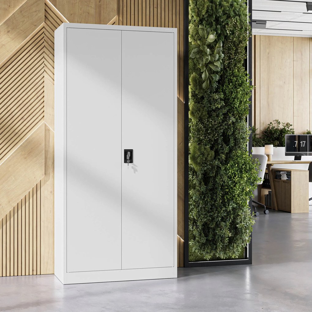 Szafa na dokumenty biurowa metalowa szara: JAN H, 900 x 1950 x 400 mm