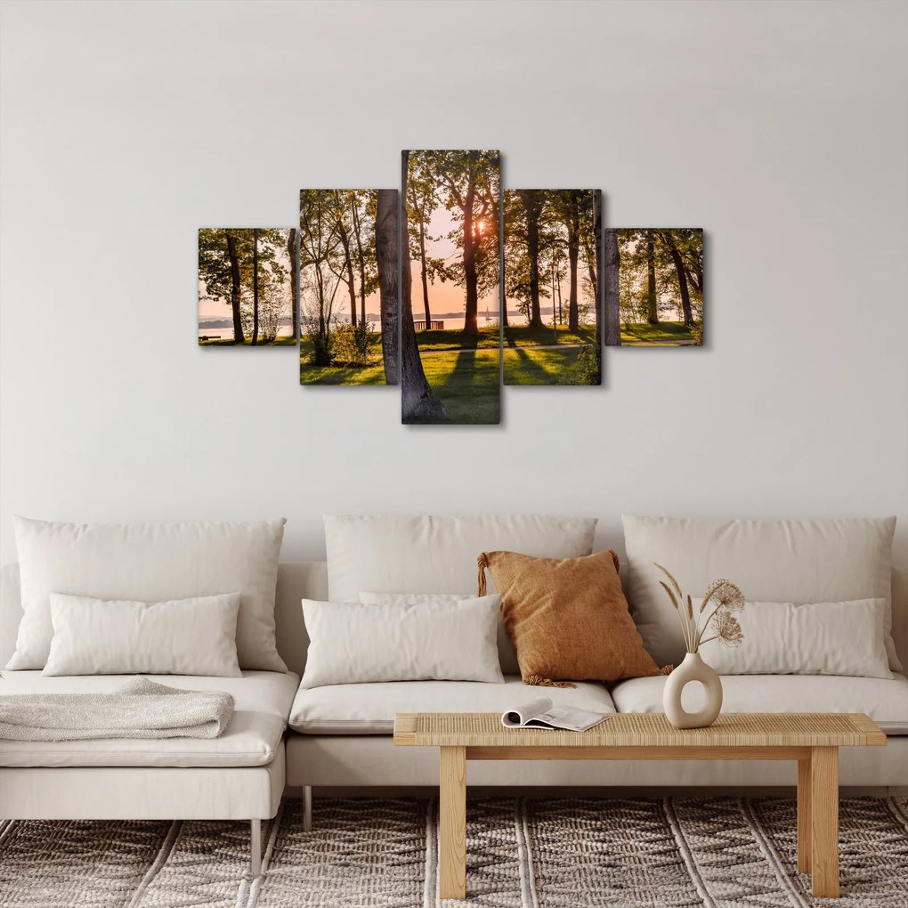 Obraz drzew nad jeziorem (125x70 cm)