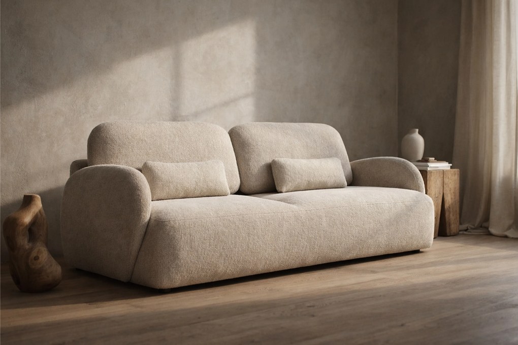 Kanapa z funkcją spania Dinel - jasny beżowy szenil Vibe 06