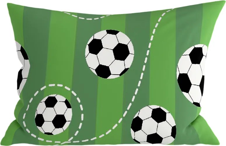Poszewka na poduszkę z polibawełny FOOTBALL TIME POLY 50x70 cm, zielona