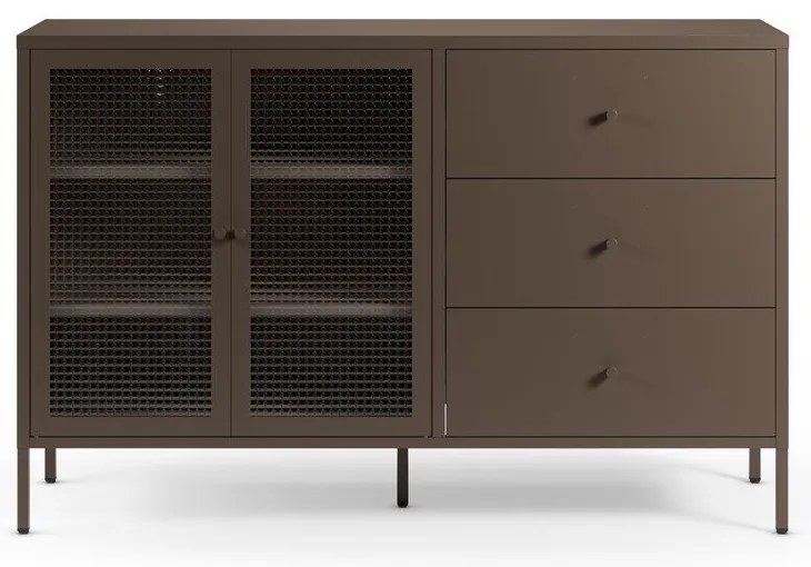 Szara metalowa witryna 140x90x40 cm Layna – Marckeric