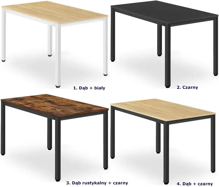 Czarny stół na metalowych nogach 120x60 Ronoti 4X