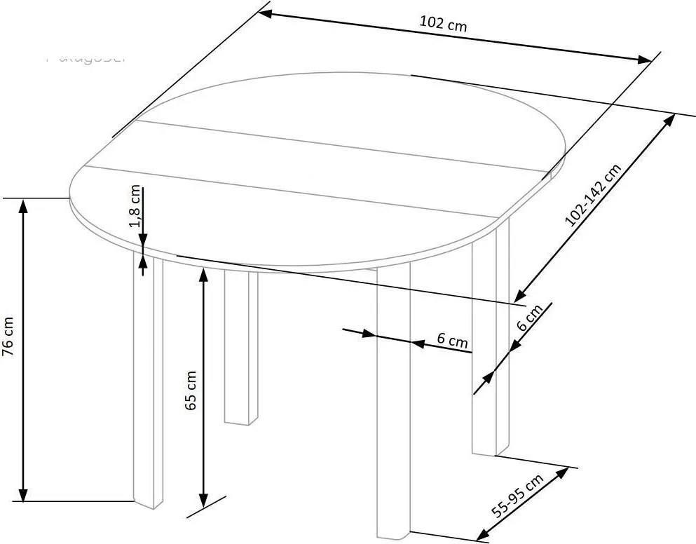 Okrągły stół z rozkładanym blatem Ringo Halmar, kaszmir