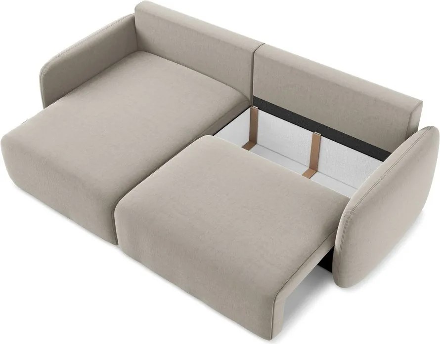 Szarobrązowy aksamitny rozkładany/ze schowkiem narożnik (lewostronny/z szezlongiem) Kalena – Makamii