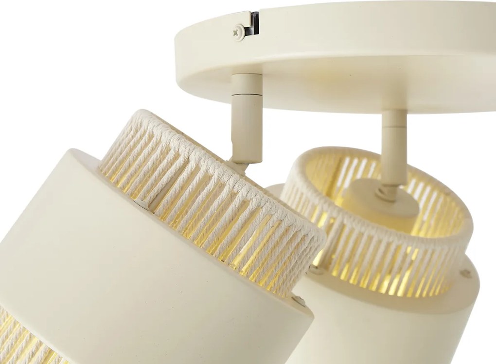 Nowoczesny reflektor sufitowy beżowy ze złotem, 3-punktowy, obrotowy i przechylny - Kora