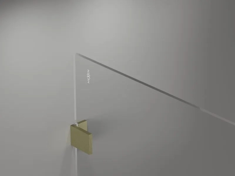 Mexen Lunar ścianka prysznicowa Walk-in lewa 150 x 200 cm, transparent 8 mm, złota szczotkowana - 830-150-000-55-00-L