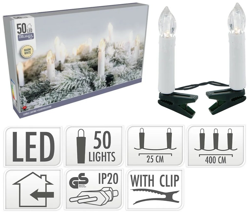 Lampki świetlne Genazzano ciepła biała, 50 LED